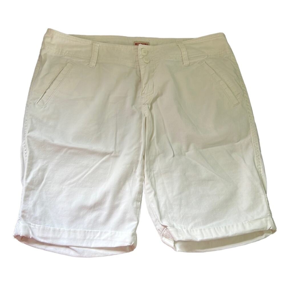 Mossimo Supply Co. White Cotton Blend Bermuda Cuffed Shorts